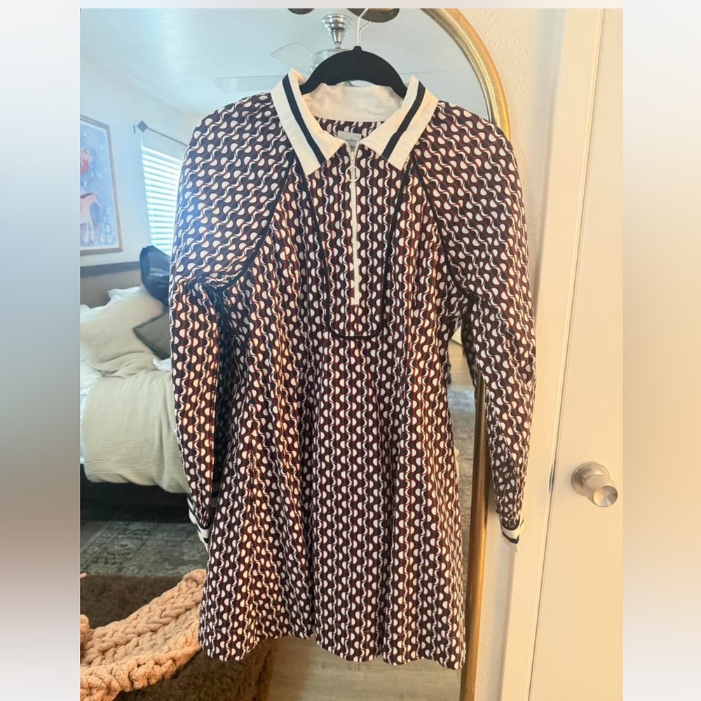 Maeve Black and White Geometric Long Sleeve Dress NWT